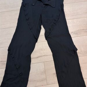 Armani Collezioni Silk Black Ruffle straight Trousers size 6